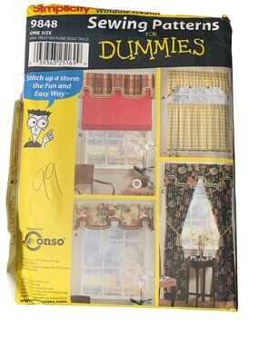 Simplicity Sewing Patterns For Dummies 9848 Window Treatments Uncut